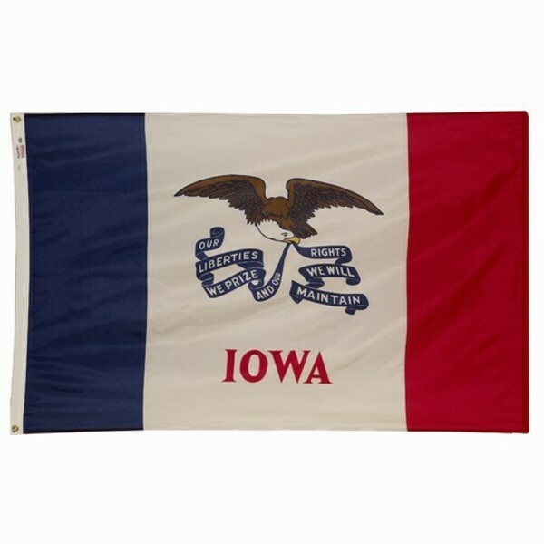 Valley Forge Spectramax 35232150 Flag, Iowa, 3 ft W, 5 ft H, Nylon IA3